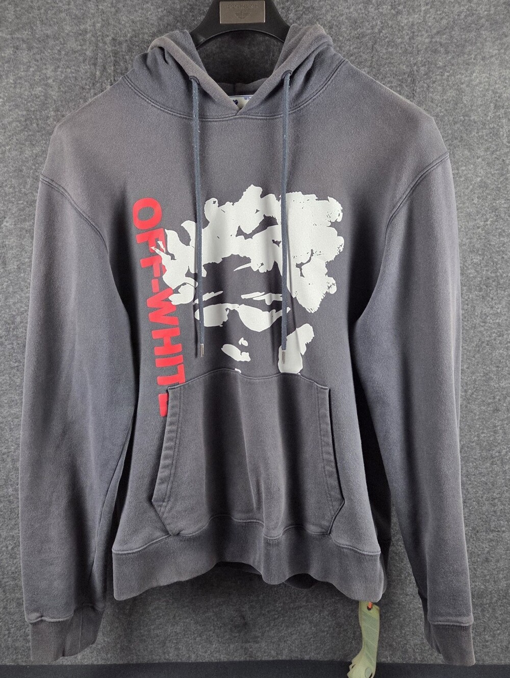 Off White Hoodie Mens Large Grey Pullover Graphic Print